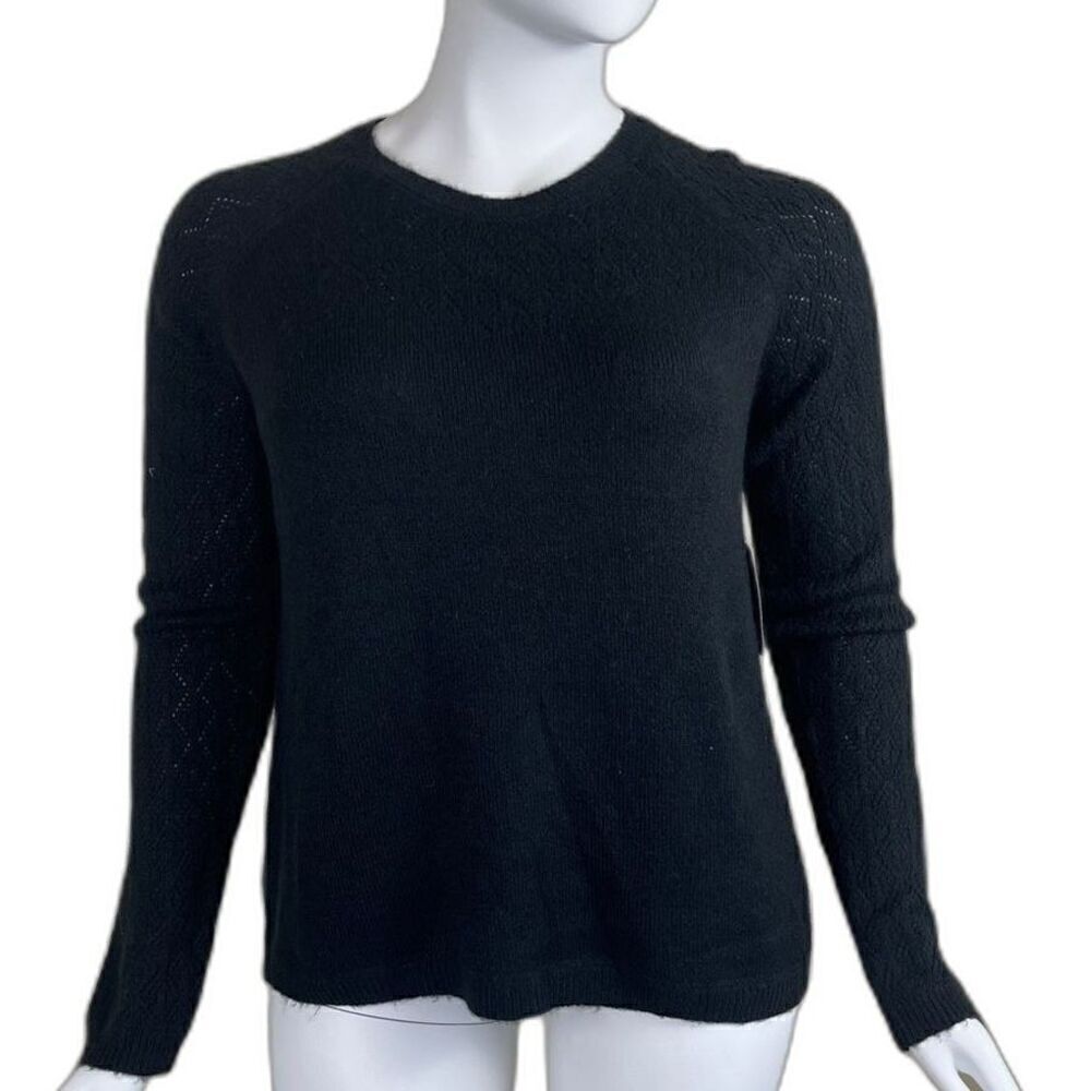 Kuhl Women Size XL Black Sonata Pointelle Wool Crewneck NEW Sweater Pullover